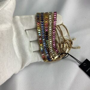 NWT BaubleBar Crystal Pull-Tie Tennis Bracelet Set Of 5